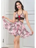 Bel Dekolteli Boyundan Bağlamalı Fantazi Gecelik İzabel F-3007 Gri