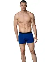 Bel Lastikli Likralı Pamuklu Erkek Boxer 3074 Gümüş 3074 Mavi farklı açı