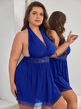 Beleng Battal Beden Sırt Dekolteli Boyundan Bağlı Erotik Fantazi Gecelik Beleng 5009