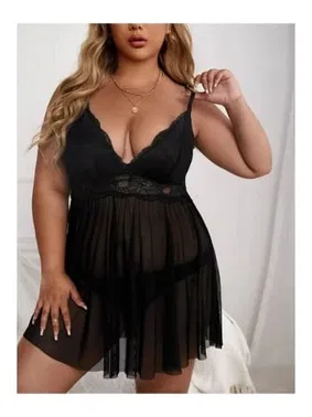 Beleng Transparan Kısa Büyük Beden Fantazi Gecelik Beleng 5045 - Alternatif Görünüm