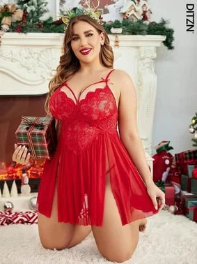 Beleng Çift Yırtmaçlı Erotik Büyük Beden Kadın Gecelik Beleng 5066 - Alternatif Görünüm