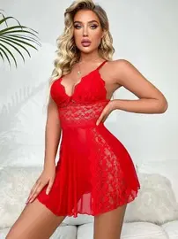 Beleng Ayar Askılı Kısa Dantelli Erotik Gecelik Beleng 6029