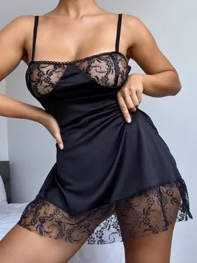 Beleng Transparan Dantelli Erotik Kadın Gecelik Beleng 6040