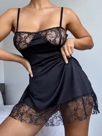 Beleng Transparan Dantelli Erotik Kadın Gecelik Beleng 6040