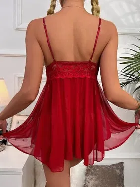 Beleng İnce Askılı Kısa Fantazi Kadın Gecelik Beleng 6046 - Alternatif Görünüm