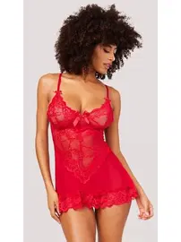 Beleng Kırmızı Süper Mini Dantelli Erotik Gecelik Beleng 6051