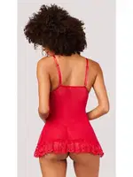 Kırmızı Süper Mini Dantelli Erotik Gecelik Beleng 6051 Kırmızı farklı açı