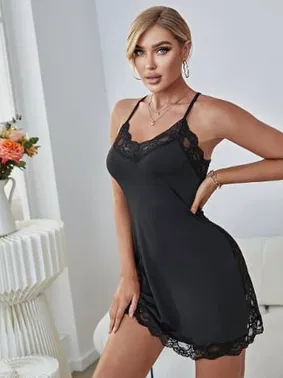 Beleng Arkası Dantel Siyah Kısa Erotik Gecelik Beleng 6320 - Alternatif Görünüm