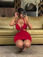 Boyundan Bağlamalı Bel Dekolteli Erotik Gecelik Beleng 7711 Kırmızı