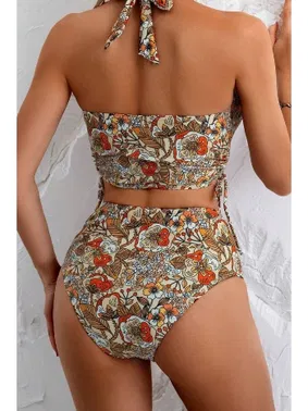 Bella Notte Çok Renkli Çiçek Bahçesi Yüksel Bel Bikini Takım Bella Notte M-9027 - Alternatif Görünüm