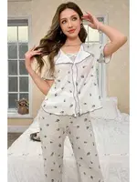 Kısa Kollu Lale Desenli Romantik Pijama Takımı Bella Notte 7335 Beyaz farklı açı