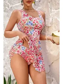 Bella Notte Çok Renkli Çiçek Bahçesi Kalın Askılı Lycra Mayo Bella Notte 9019