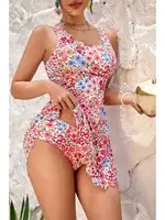 Çok Renkli Çiçek Bahçesi Kalın Askılı Lycra Mayo Bella Notte 9019 Çok Renkli