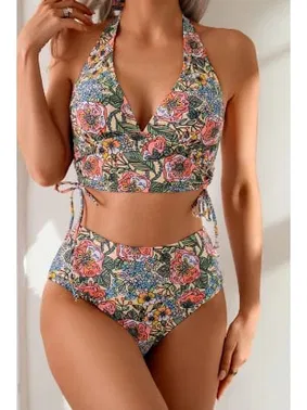 Bella Notte Çok Renkli Çiçek Bahçesi Yüksel Bel Bikini Takım Bella Notte M-9023 - Alternatif Görünüm