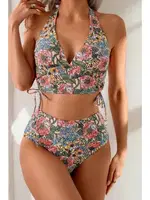 Çok Renkli Çiçek Bahçesi Yüksel Bel Bikini Takım Bella Notte M-9023 Çok Renkli detay görünüm