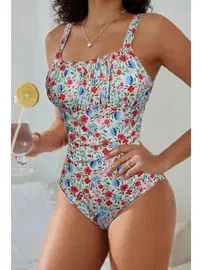 Bella Notte Çok Renkli Çiçek Baskılı Askılı Mayo Bella Notte M-9009