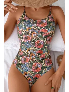 Bella Notte Çok Renkli Çiçek Baskılı Sırt Detaylı Mayo Bella Notte M-9011