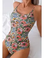 Çok Renkli Çiçek Baskılı Sırt Detaylı Mayo Bella Notte M-9011 Çok Renkli detay görünüm