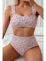 Çok Renkli Çiçek Baskılı Yüksel Bel Bikini Takım Bella Notte M-9015 Çok Renkli detay görünüm