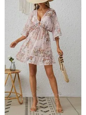 Bella Notte Beli Bağcıklı Çok Renkli Çiçek Desenli Pareo Bella Notte P-3001 - Alternatif Görünüm