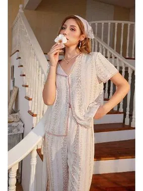 Bella Notte Kısa Kollu Gömlek Yaka Kadın Pijama Takımı Bella Notte 7325 - Alternatif Görünüm