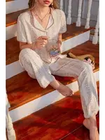 Kısa Kollu Gömlek Yaka Kadın Pijama Takımı Bella Notte 7325 Çok Renkli farklı açı