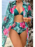 Çok Renkli Tropikal Baskılı 3 Parça Bikini Takımı Bella Notte M-9007 Çok Renkli detay görünüm