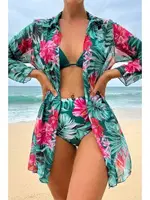 Çok Renkli Tropikal Baskılı 3 Parça Bikini Takımı Bella Notte M-9007 Çok Renkli görsel 4