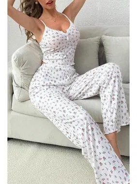 Bella Notte İnce Askılı Çiçek Desenli Kadın Pijama Takımı Bella Notte 7359 - Alternatif Görünüm