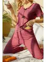 Gül Kurusu Kısa Kollu Pamuklu Pijama Takımı Bella Notte 7109 Gül Kurusu farklı açı