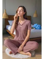 Gül Kurusu Pamuklu Kısa Kollu Pijama Takımı Bella Notte 7155 görsel 5