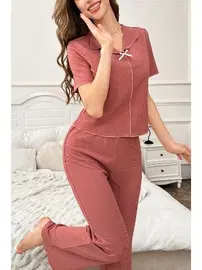Bella Notte Gül Kurusu Pamuklu Kısa Kollu Pijama Takımı Bella Notte 7155