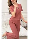 Gül Kurusu Pamuklu Kısa Kollu Pijama Takımı Bella Notte 7155