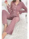 Geniş Fitilli Uzun Kollu Fırfırlı Kadın Pijama Takımı Bella Notte 7153