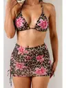 Pareolu Leopar Zambak Baskılı Kadın Bikini Takım Bella Notte M-9035