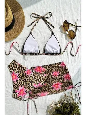 Bella Notte Pareolu Leopar Zambak Baskılı Kadın Bikini Takım Bella Notte M-9035 - Alternatif Görünüm