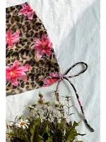 Pareolu Leopar Zambak Baskılı Kadın Bikini Takım Bella Notte M-9035 Leopar farklı açı