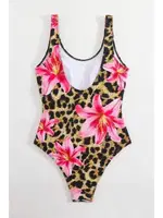 Leopar Zambak Baskılı Tek Parça Kadın Mayo Bella Notte M-9033 Leopar görsel 4