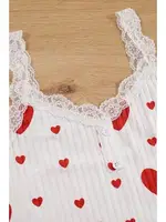 Pamuklu 3 Parça Kalp Desenli Pijama Takımı Bella Notte 7707 Kırmızı farklı açı