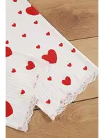 Pamuklu 3 Parça Kalp Desenli Pijama Takımı Bella Notte 7707 Kırmızı görsel 4