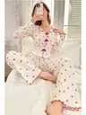Kiraz Desenli Pamuklu Kurdelalı Pijama Takımı Bella Notte 7135