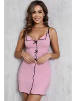 Pembe Askılı Slim Kesim Mini Gecelik Bella Notte 15975 Pembe