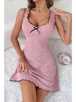 Pembe Kurdale Detaylı Mini Gecelik Bella Notte 15973 Pembe farklı açı