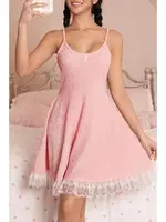 Patchwork Tasarım Kloş Askılı Pembe Gecelik Bella Notte 15969 Pembe farklı açı