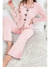 Bella Notte Pembe Uzun Kollu Pamuklu Pijama Takımı Bella Notte 7103