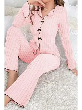 Bella Notte Pembe Uzun Kollu Pamuklu Pijama Takımı Bella Notte 7103 - Alternatif Görünüm