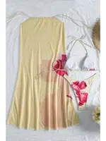 Sarı Çiçek Detaylı Pareolu 3 Parça Bikini Takımı Bella Notte M-9021 Sari görsel 4