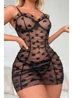 Siyah Kalp Desenli Gecelik Bella Notte 15725 Siyah farklı açı