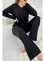 Siyah Uzun Kollu Pijama Takımı Bella Notte 7177 Siyah farklı açı