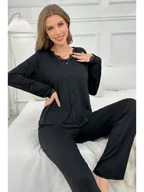 Bella Notte Siyah Uzun Kollu Pijama Takımı Bella Notte 7177
